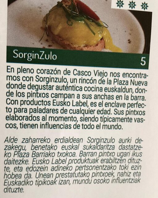 #bestpintxos #guiapintxos #3eguzkilores #pintxosbilbao #pintxosvascos #bilbao #bizkaia #euskadigastronomika #euskadibasquecountry #pinchos#tapas#cocinaenminiatura #gastroexperience  @sorginzulo_bilbao #pintxosnonstop