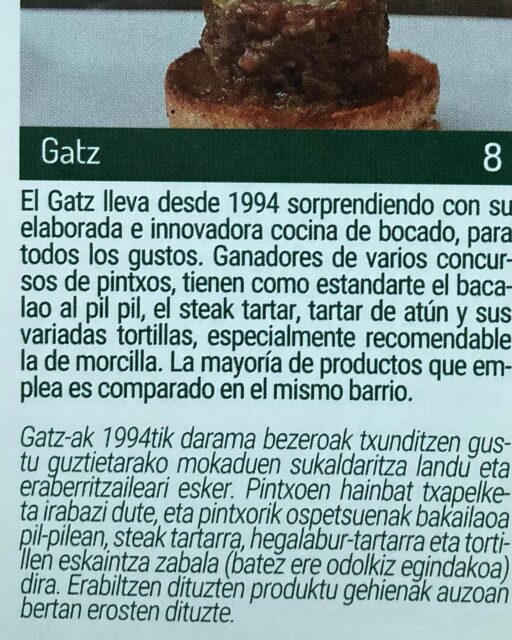 #bestpintxos #guiapintxos #2eguzkilores #pintxosbilbao #pintxosvascos #bilbao#bizkaia#euskadigastronomika #euskadibasquecountry #pinchos#tapas#cocinaenminiatura #gastroexperience #bargatz #pintxosnonstop