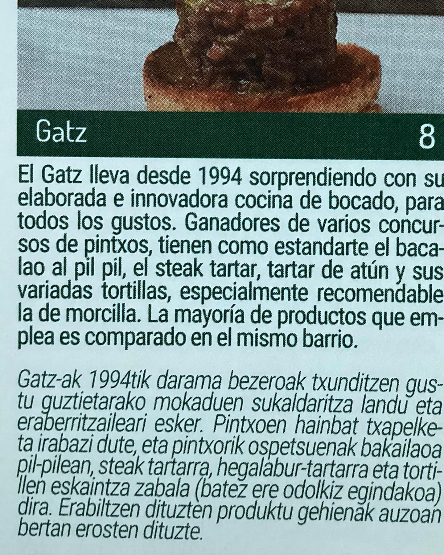 #bestpintxos #guiapintxos #2eguzkilores #pintxosbilbao #pintxosvascos #bilbao#bizkaia#euskadigastronomika #euskadibasquecountry #pinchos#tapas#cocinaenminiatura #gastroexperience #bargatz #pintxosnonstop